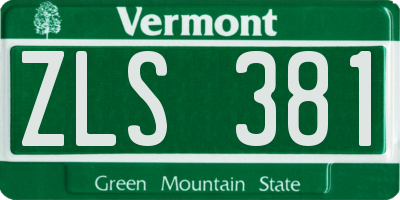VT license plate ZLS381