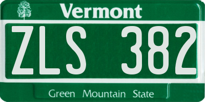 VT license plate ZLS382
