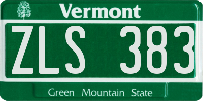 VT license plate ZLS383