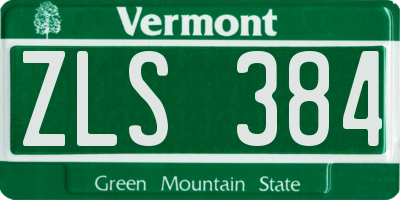 VT license plate ZLS384