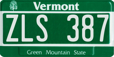 VT license plate ZLS387