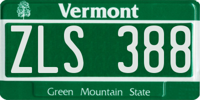 VT license plate ZLS388