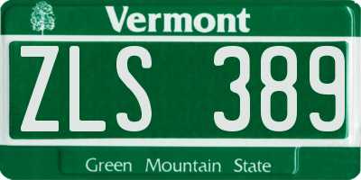 VT license plate ZLS389