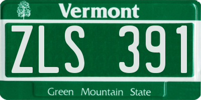 VT license plate ZLS391