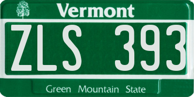 VT license plate ZLS393