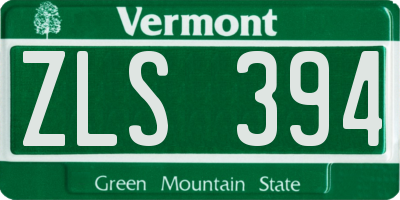 VT license plate ZLS394