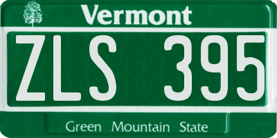VT license plate ZLS395