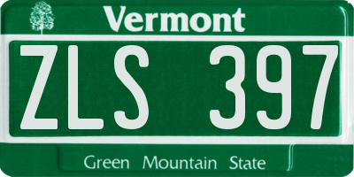 VT license plate ZLS397