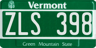 VT license plate ZLS398