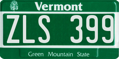 VT license plate ZLS399