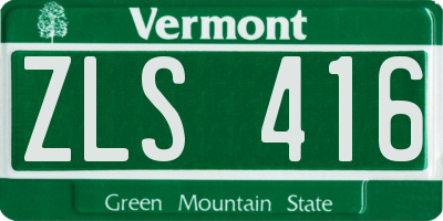 VT license plate ZLS416