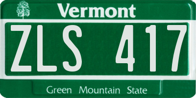 VT license plate ZLS417
