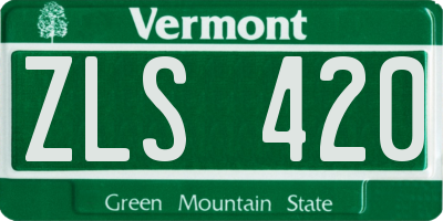 VT license plate ZLS420