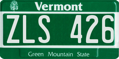 VT license plate ZLS426