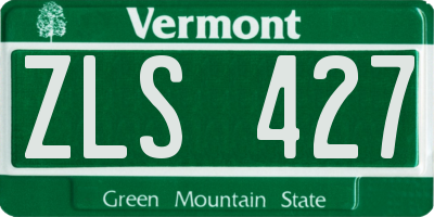 VT license plate ZLS427