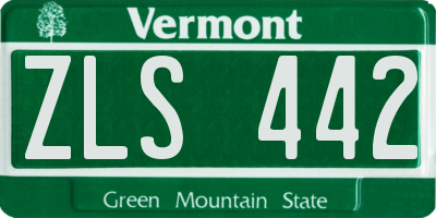 VT license plate ZLS442