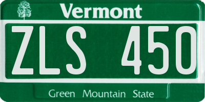VT license plate ZLS450