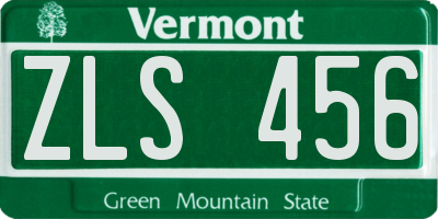 VT license plate ZLS456