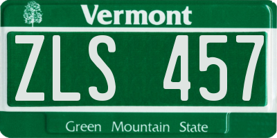 VT license plate ZLS457