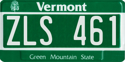 VT license plate ZLS461
