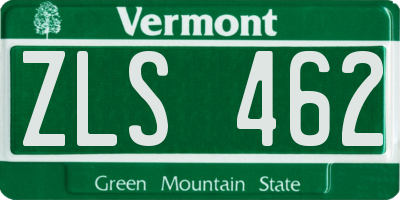 VT license plate ZLS462