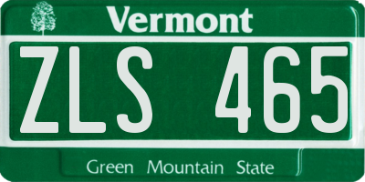 VT license plate ZLS465