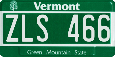 VT license plate ZLS466