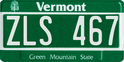 VT license plate ZLS467