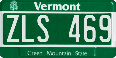 VT license plate ZLS469