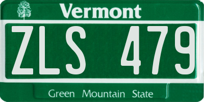 VT license plate ZLS479
