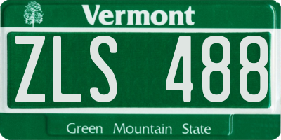 VT license plate ZLS488