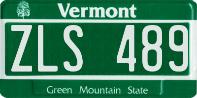 VT license plate ZLS489
