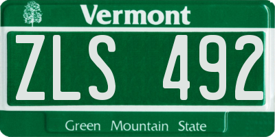 VT license plate ZLS492