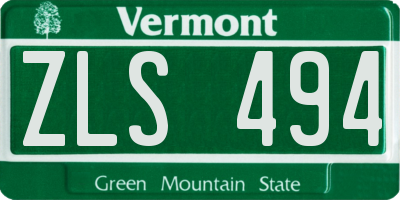 VT license plate ZLS494