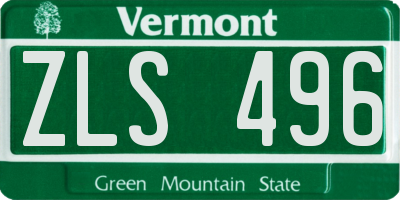 VT license plate ZLS496