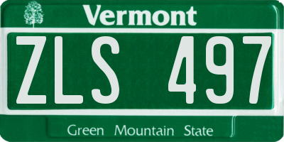 VT license plate ZLS497