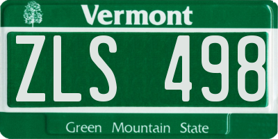 VT license plate ZLS498