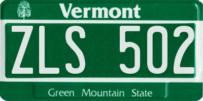 VT license plate ZLS502