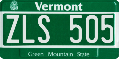 VT license plate ZLS505