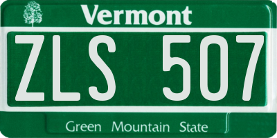 VT license plate ZLS507