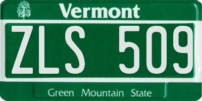 VT license plate ZLS509