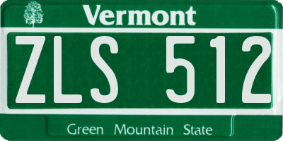 VT license plate ZLS512