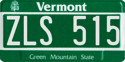VT license plate ZLS515