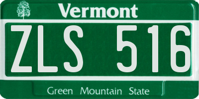 VT license plate ZLS516
