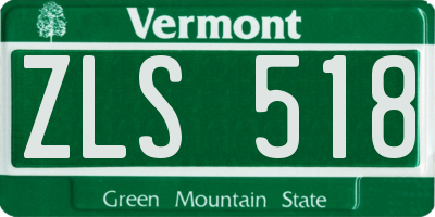 VT license plate ZLS518