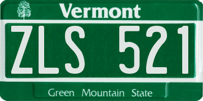 VT license plate ZLS521