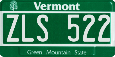 VT license plate ZLS522