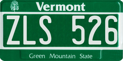 VT license plate ZLS526