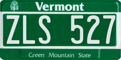 VT license plate ZLS527