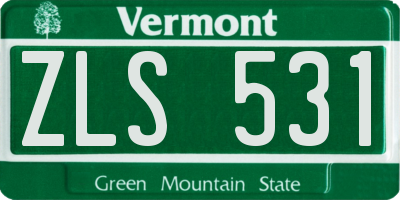 VT license plate ZLS531
